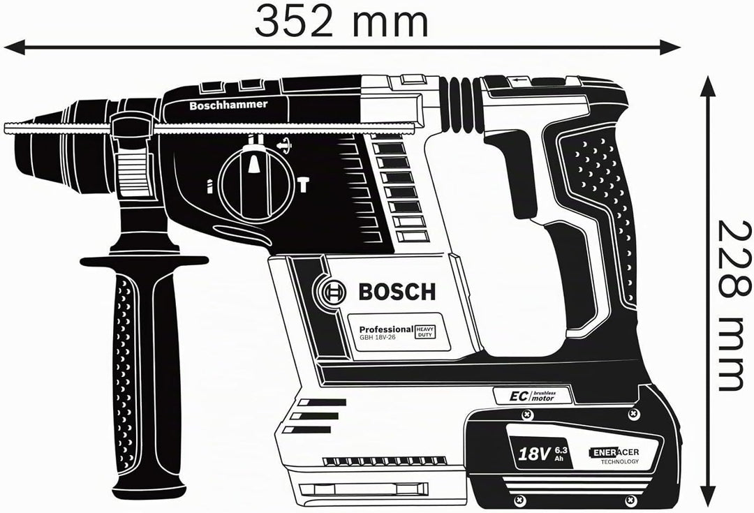 Bosch Professional 18V System Akku Bohrhammer GBH 18V-26 (SDS Plus, Schlagenergie: 2,6 Joule, Bohr-Ø