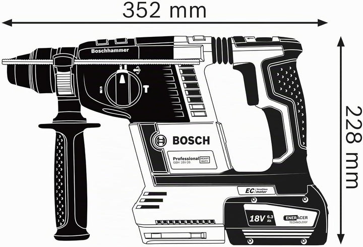 Bosch Professional 18V System Akku Bohrhammer GBH 18V-26 (SDS Plus, Schlagenergie: 2,6 Joule, Bohr-Ø