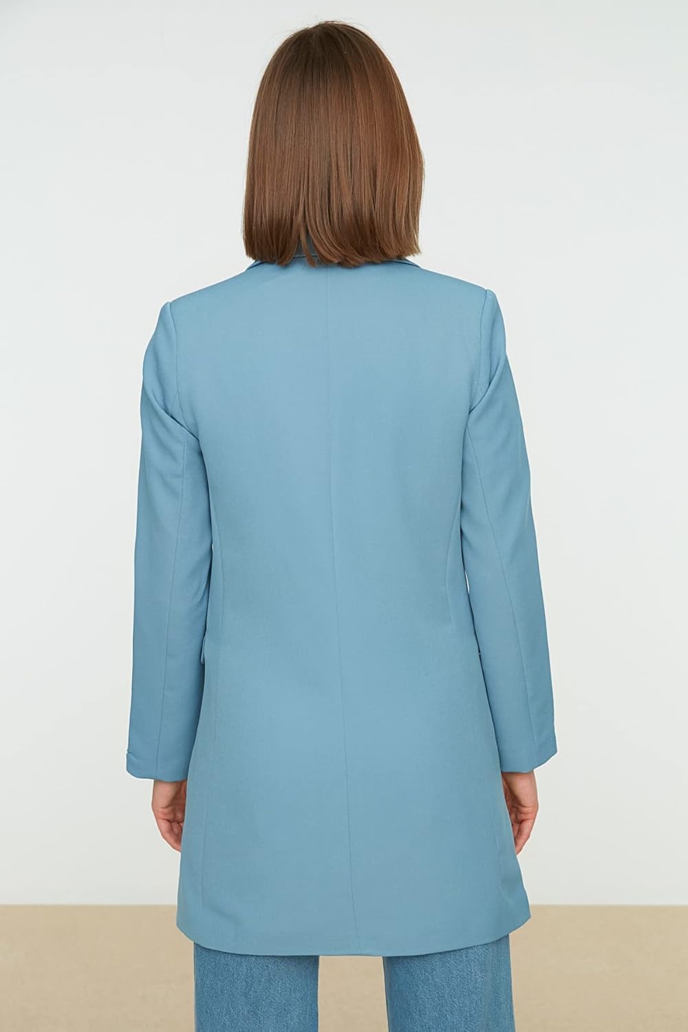 TRENDYOL Damen Double Button Mobile Detaillierte Gefütterte Gewebte Jacke Coat 44 Blau, 44 Blau