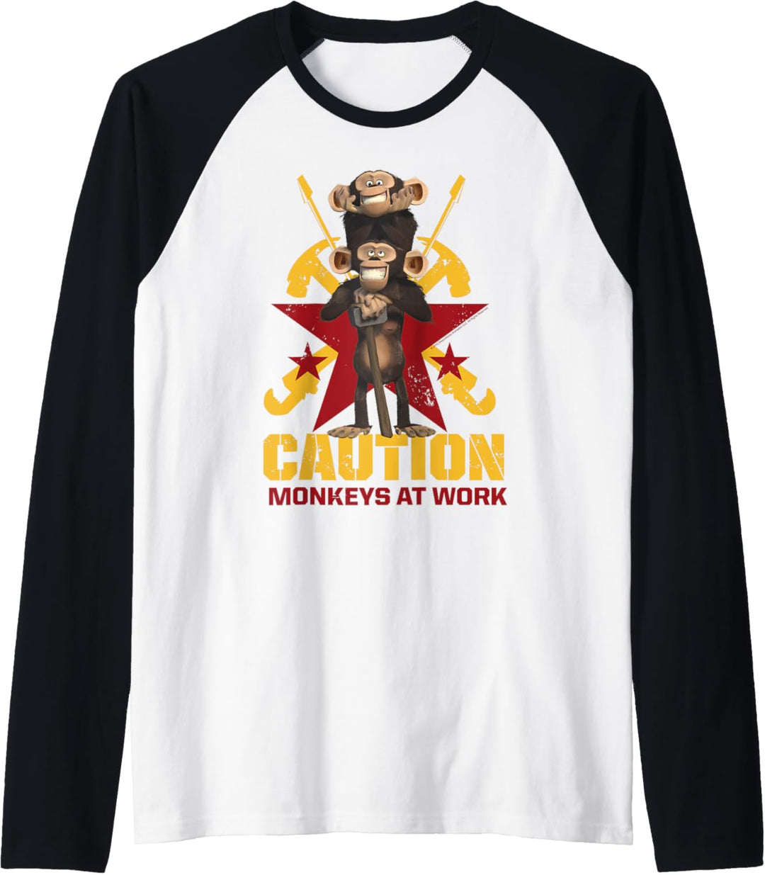 Madagascar Monkeys At Work Text Poster Raglan