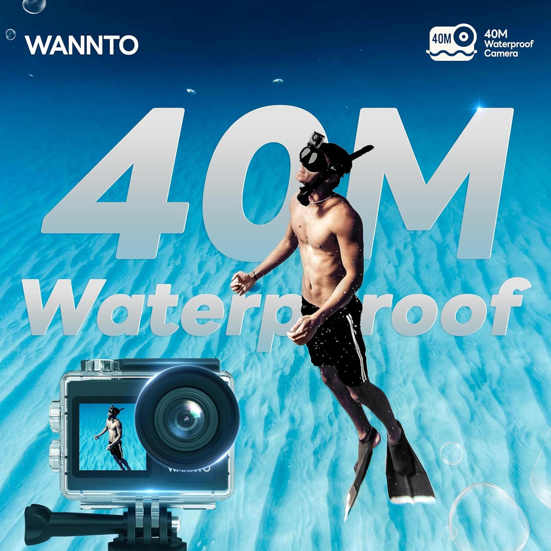 WANNTO Action Cam 5K 24MP Motion 5 Pro 40M Unterwasserkamera Ultra HD Touchscreen 170 ° Weitwinkel,