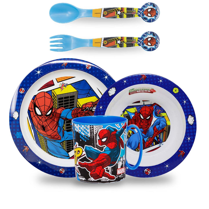 Sorrisini Kindergeschirr Set Spiderman, Wiederverwendbares Babygeschirr Set, Kinder Essgeschirr, Mic
