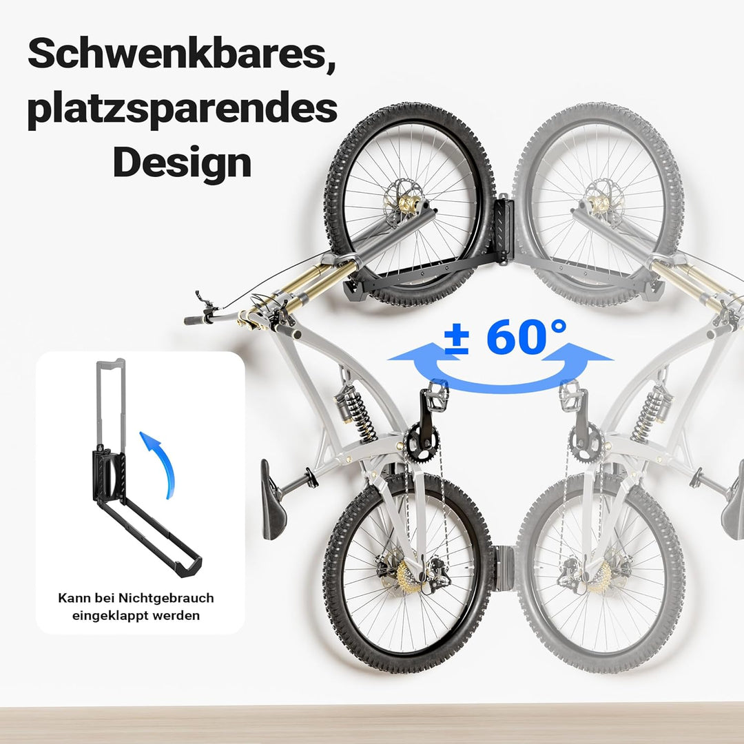 Wiltec Fahrrad Wandhalterung 11,8 x 30,7-34 x 43,8-62,5 cm bis 35 kg, Fahrradhalterung universell, f
