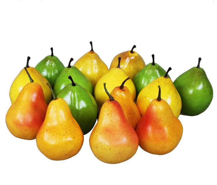 GMMH Künstliche Deko Birne, 15 Stück (Bunt, 20-40 g/St) - Lebensechtes Plastikobst, Plastikfrucht, F