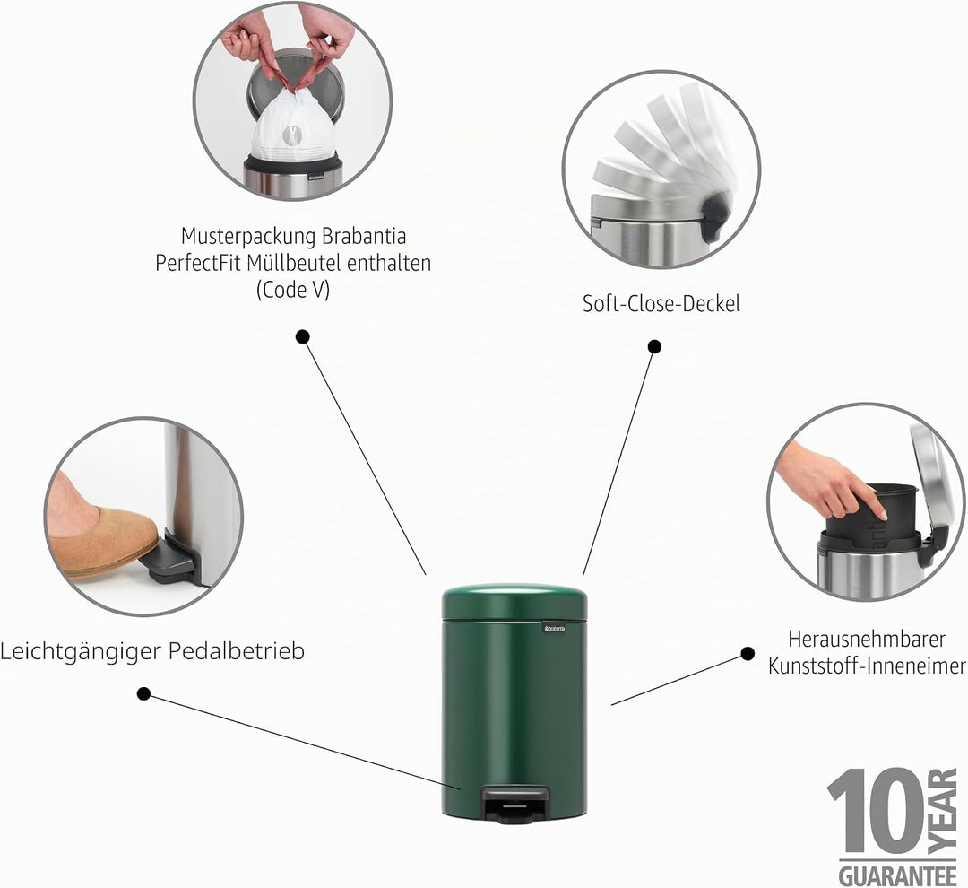 Brabantia Badezimmereimer, Pine Green, 3L 3 Liter Pine Green, 3 Liter Pine Green