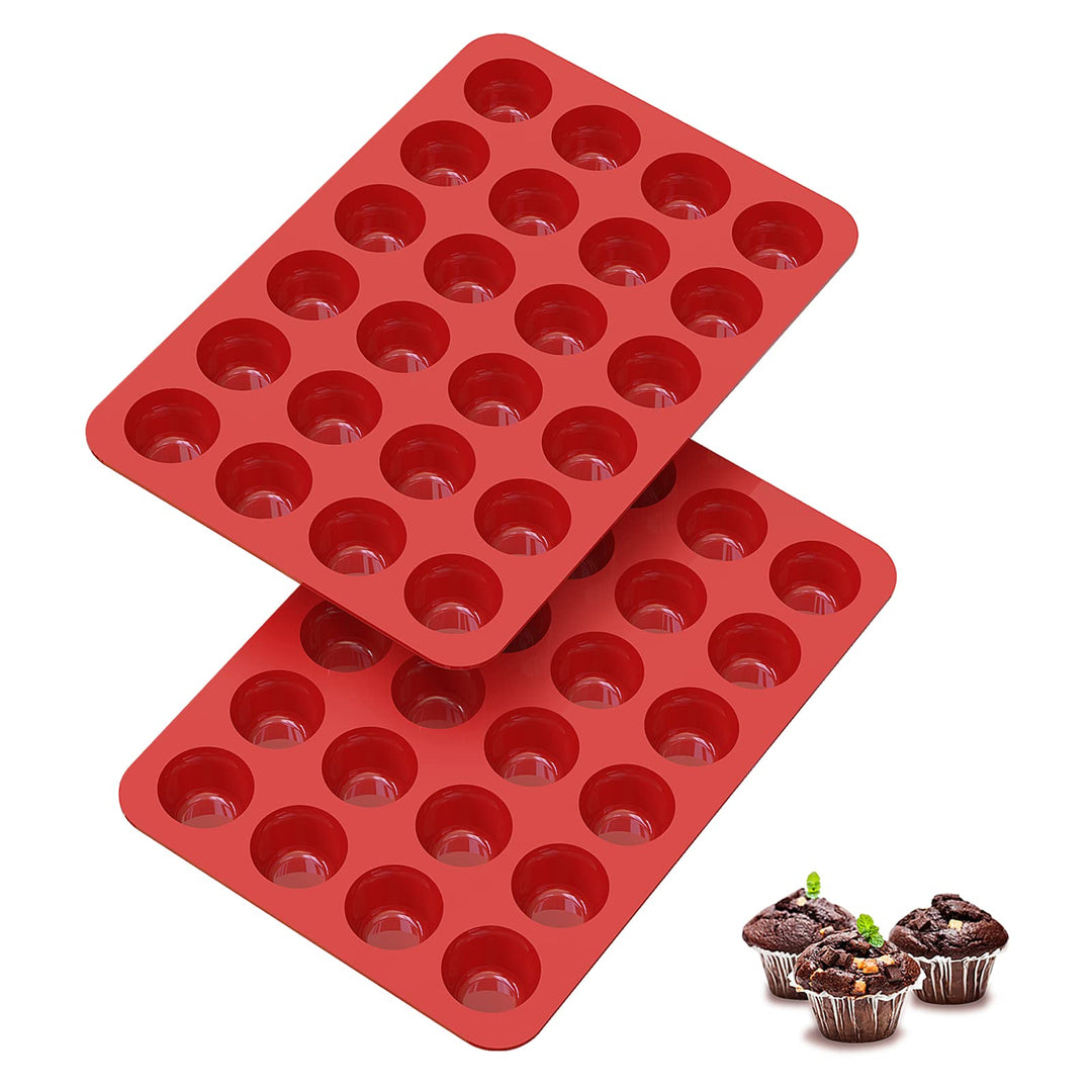 SILIVO Mini Muffinform Silikon für 24er - 2 Stück Mini Muffins Backform, Antihaft Klein Silikon Muff
