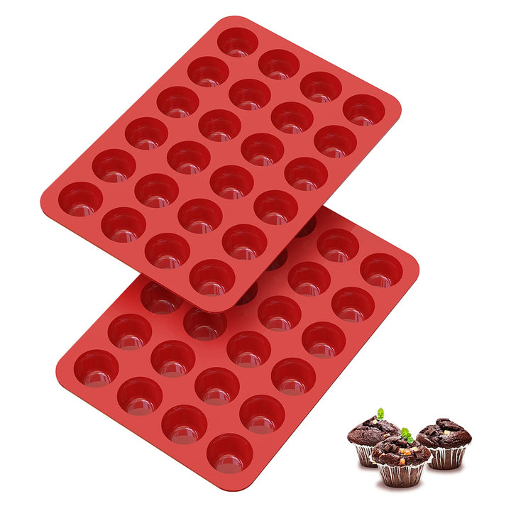 SILIVO Mini Muffinform Silikon für 24er - 2 Stück Mini Muffins Backform, Antihaft Klein Silikon Muff