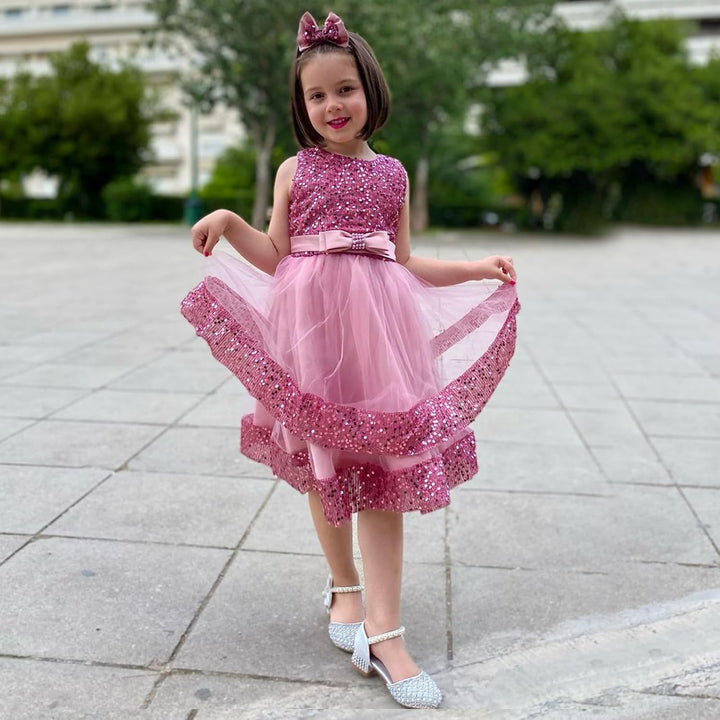 Miipat Baby Mädchen Kleid Prinzessin Tüll Pailletten Partykleid Ärmellos Tutu Blumenmädchenkleider f
