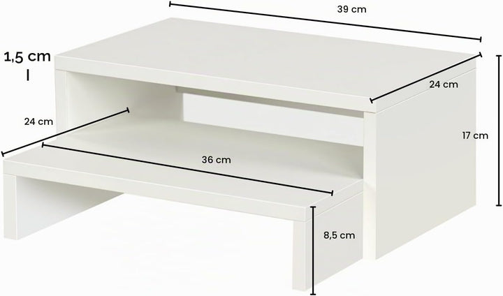 FurnitureR Monitorständer Holz, Monitorerhöhung für Schreibtisch, Bildschirmständer mit 2 Ebenen, Mo
