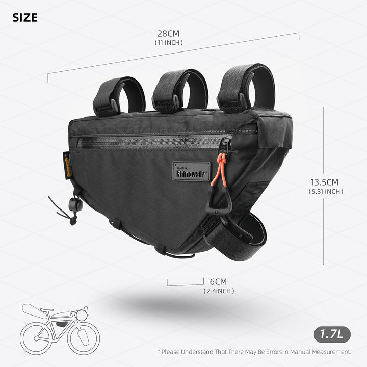 Fahrrad Rahmentasche Wasserdicht 1,6L Fahrrad Oberrohrtasche Dreieckstasch Doppelseitiger Reissversc