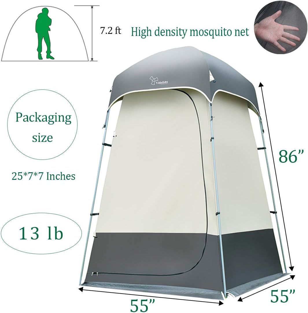 Outdoor-Duschzelt, Umkleidekabine, Privatsphäre, tragbar, Camping-Unterstände gray, gray