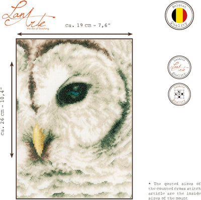 Lanarte Zählmusterpackung Eule Zählstoff Kreuzstichpackung, Baumwolle, Mehrfarbig, 19 x 26 x 0.3 cm,
