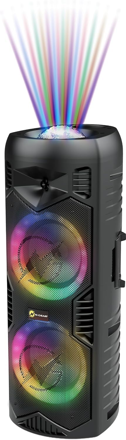 N-Gear LGP-5150 Black Tragbarer Bluetooth Partylautsprecher mit 200 W Ausgangsleistung, 87 dB Empfin