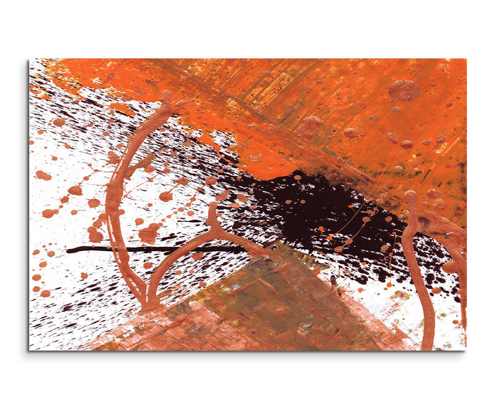Paul Sinus Art 80x60cm Fotoleinwand Leinwanddruck Kunstdruck Wandbild orange schwarz weiss Tropfen