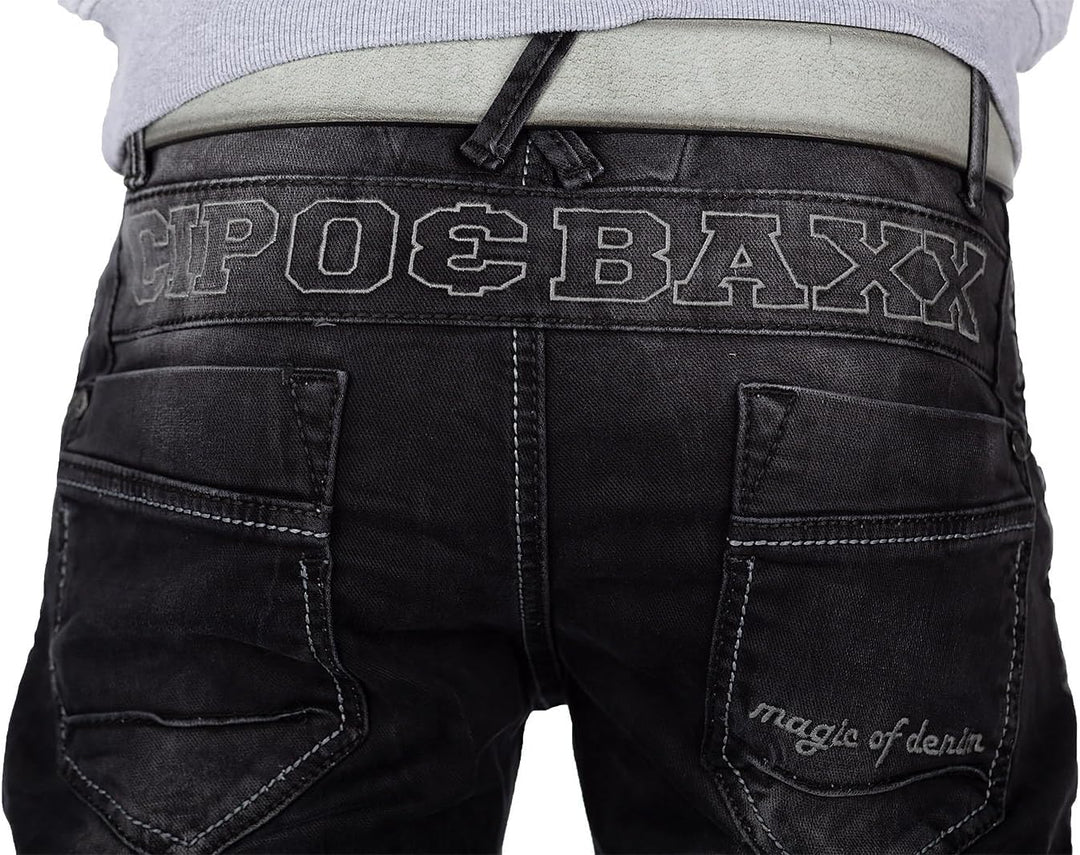 Cipo &amp; Baxx Herren Jeans in Regular &amp; Slim Fit im Biker- und Used-Look | Verschiedene Designs mit St