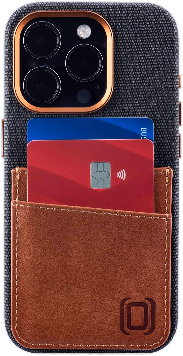 Dockem Stoff Kartenhülle für iPhone 15 Pro mit Integrierter Metallplatte zur Magnetischen Befestigun