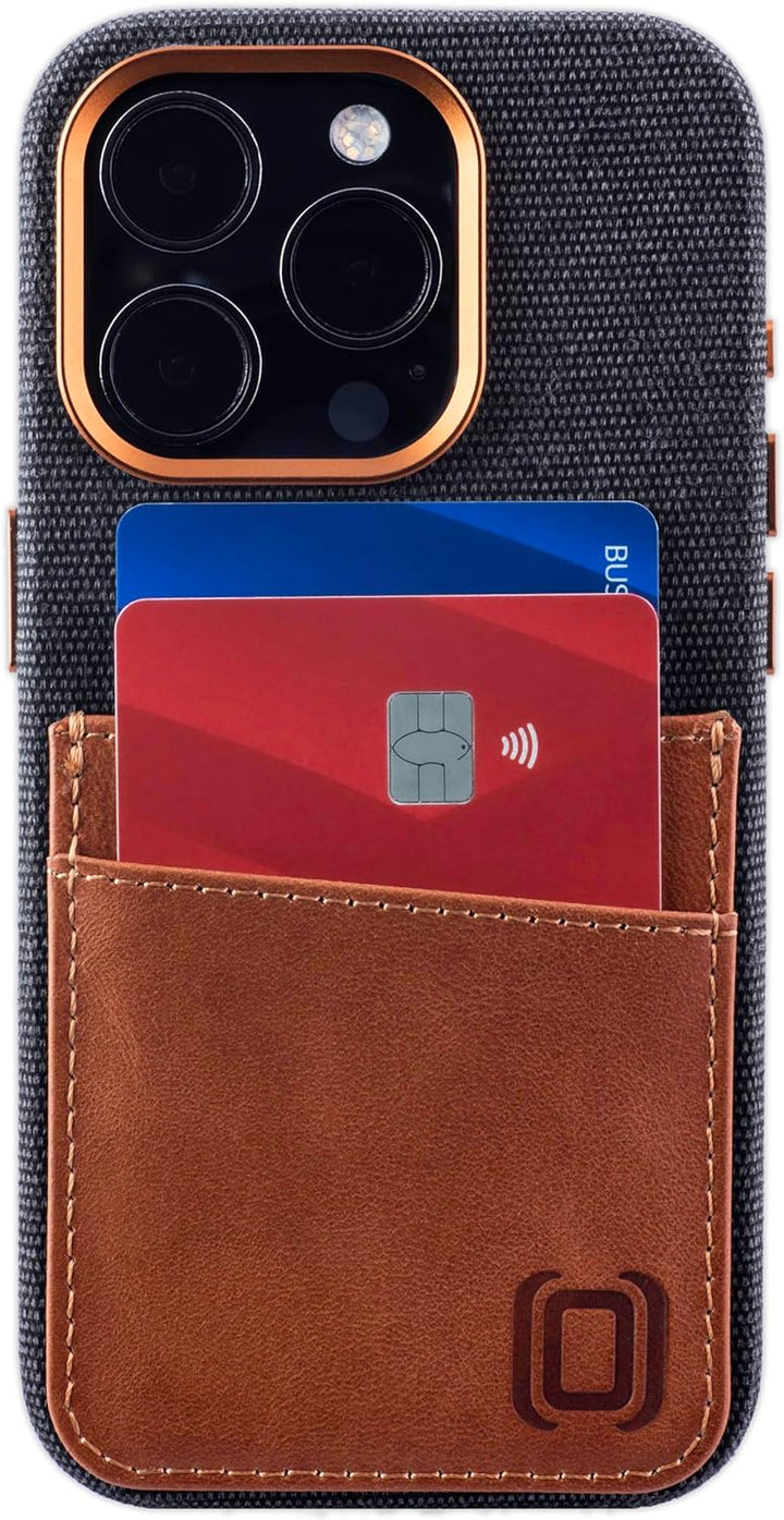 Dockem Stoff Kartenhülle für iPhone 15 Pro mit Integrierter Metallplatte zur Magnetischen Befestigun