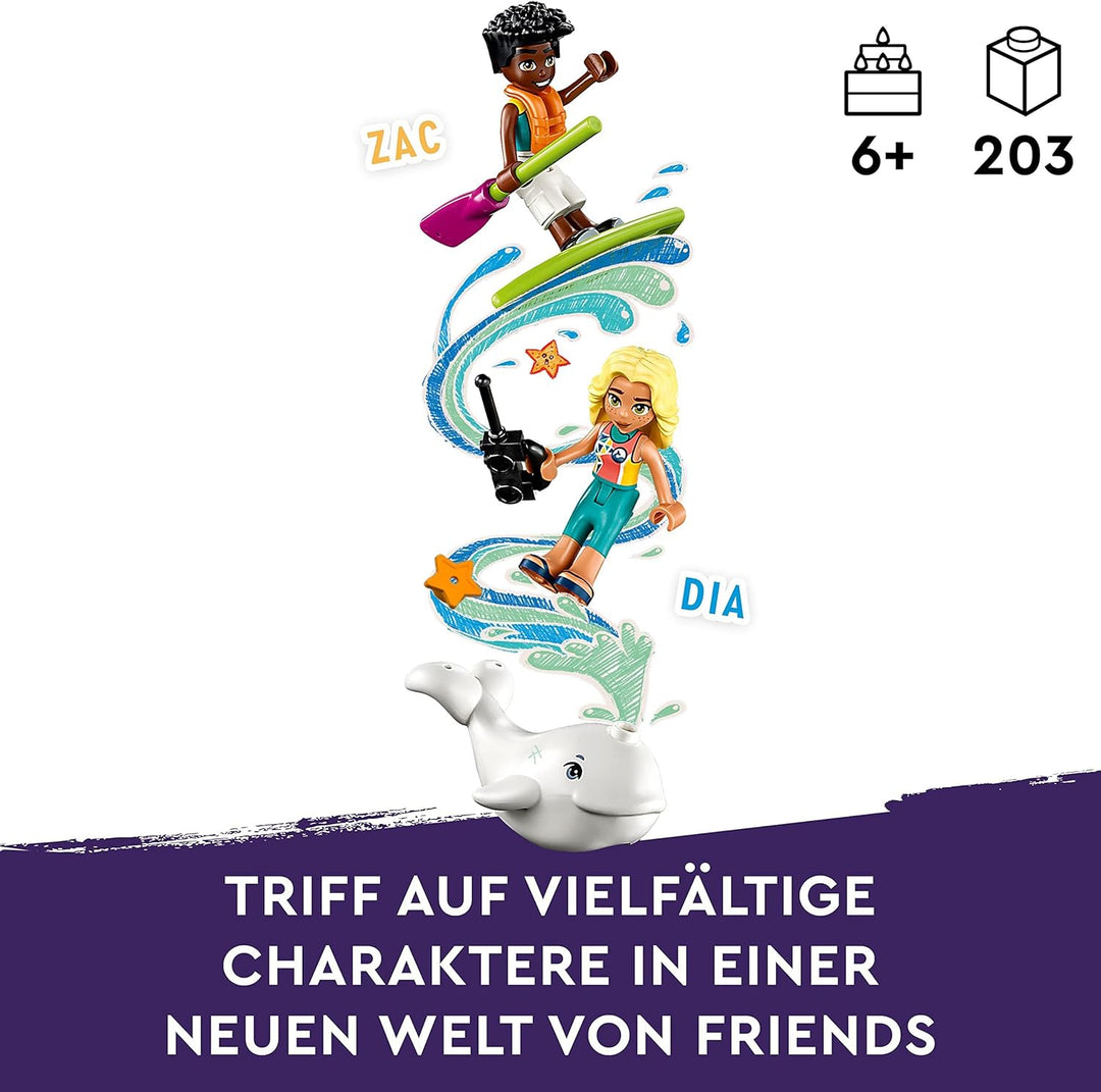 LEGO 41752 Friends Seerettungsflugzeug, Flugzeug-Spielzeug mit Wal-Figur und Mini-Puppen, Tier-Pfleg