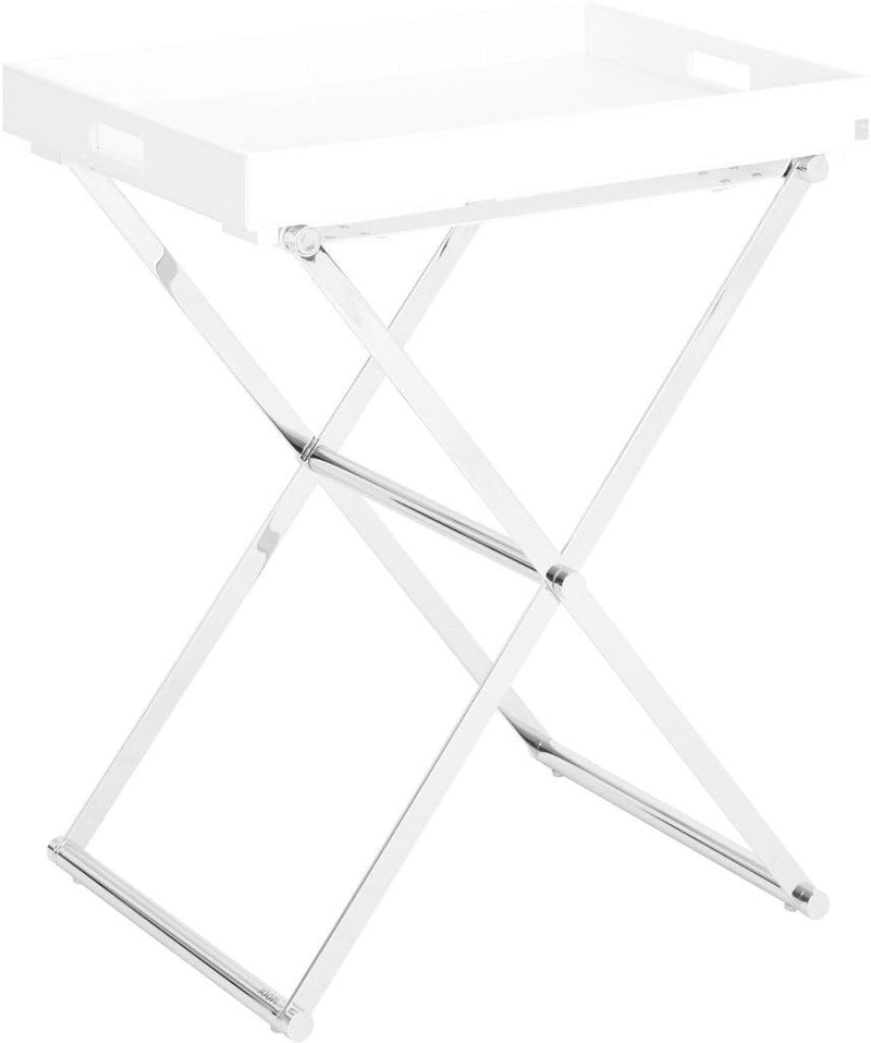 JOOP! HOMELINE, Beistelltisch klappbar mit Tablett XL, Weiss u. Chrom