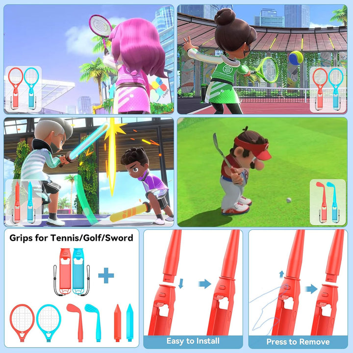 Switch Sports Zubehör Set mit Organizer kompatibel mit Switch/OLED Konsole, Aufbewahrung für Switch