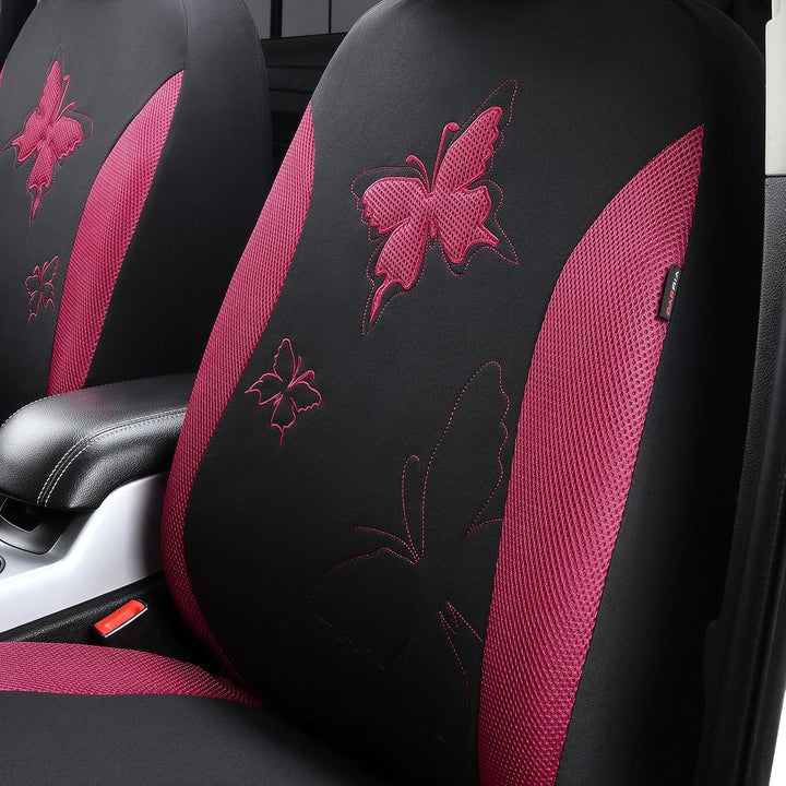 Flying Banner Maschen Schmetterling Universal für Auto Sitzbezüge Seitenairbags Kompatibel (Burgunde