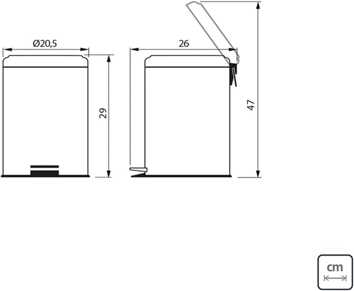 Tretmülleimer Edelstahl, 5 l 5 Liter, 5 Liter