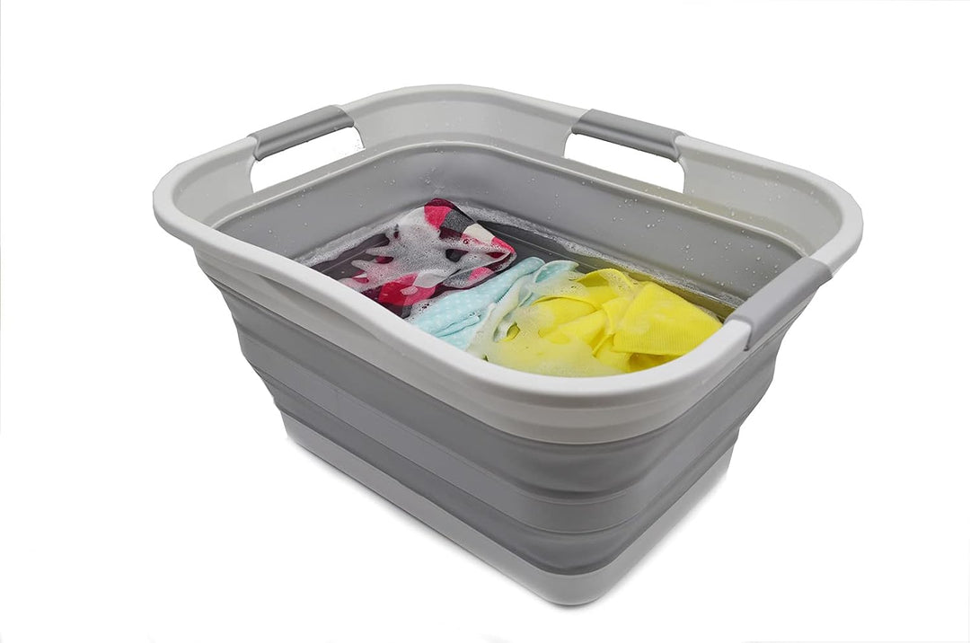 SAMMART 30L Faltbarer Wäschekorb aus Kunststoff – Faltbarer Pop-Up-Aufbewahrungsbehälter/Organizer –