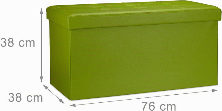 Relaxdays Faltbare Sitzbank 38 x 76 x 38 cm HxBxT, 2-Sitzer m. Stauraum, Kunstleder Sitzhocker 300 k