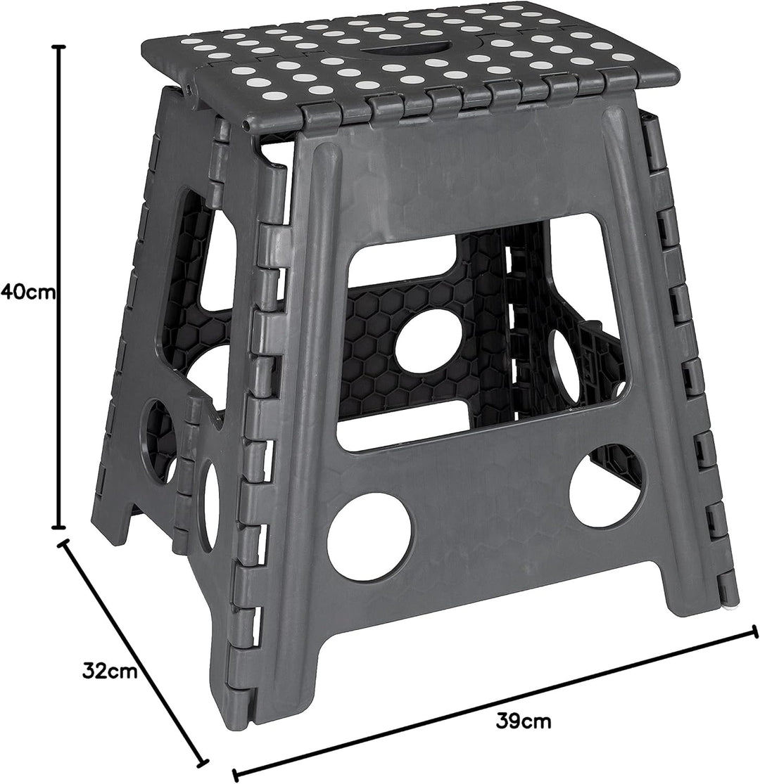 Deco4Me XL Tritthocker klappbar 40 cm hoch, belastbar bis 150 kg, 1 Stufe, rutschfest - Faltbarer Kl