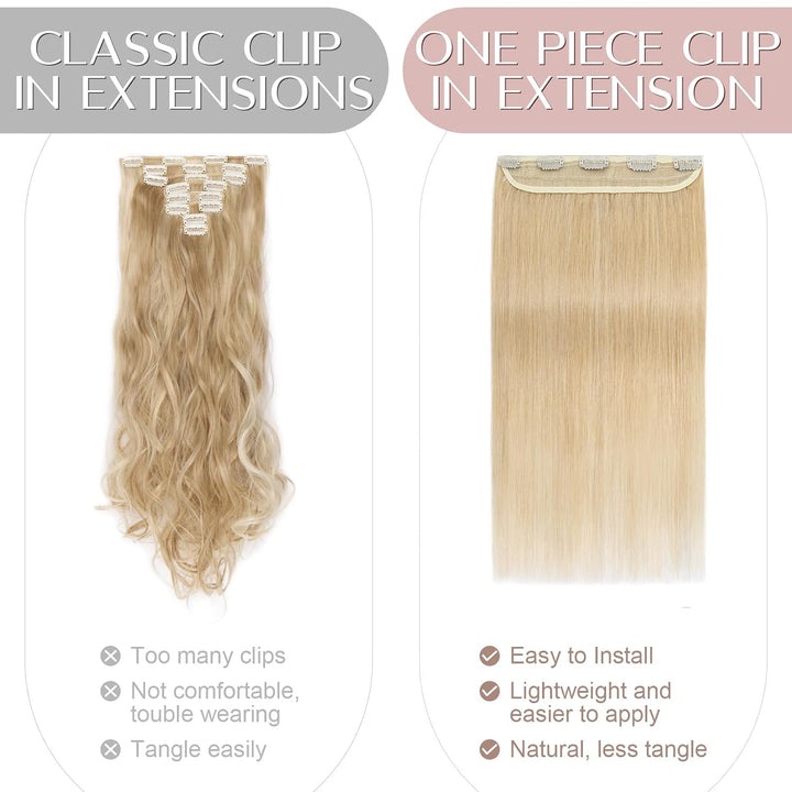 SEGO Clip in Haar Extensions Echthaar Haarverlängerungen ein Tresse 5 Clips Haarverdichtung Haarteil