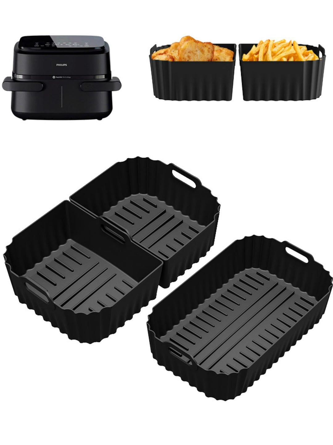 Silikonform HeissLuftfritteuse für Philips Airfryer 1000 Series Flexible Basket 7.1 L(NA154/00), 3 S