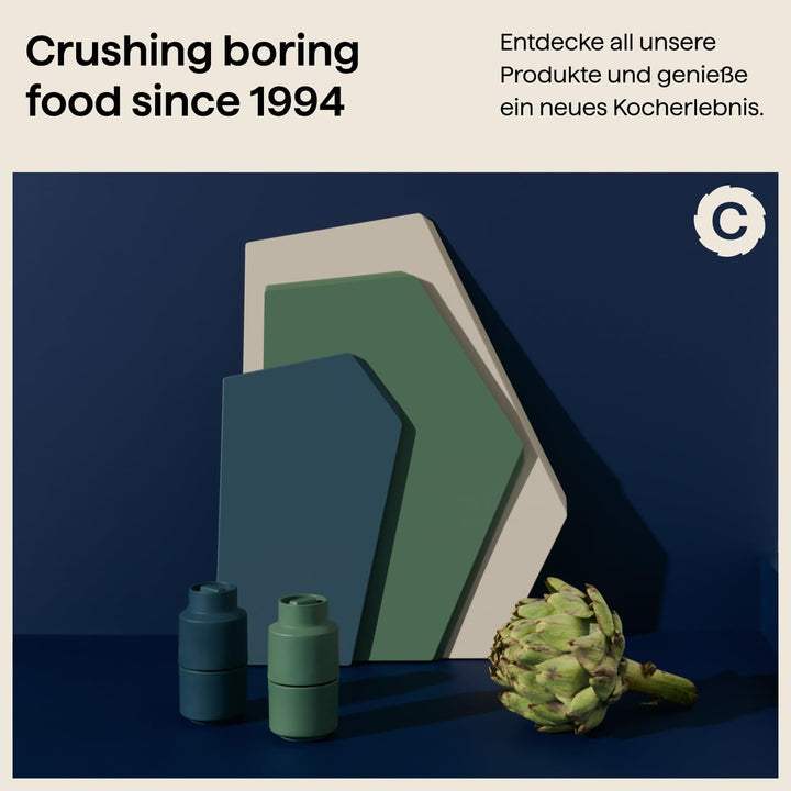 CrushGrind Billund umgedrehte Gewürzmühle und Kräutermühle mit verstellbarem Mahlgrad - Keramikmahlw