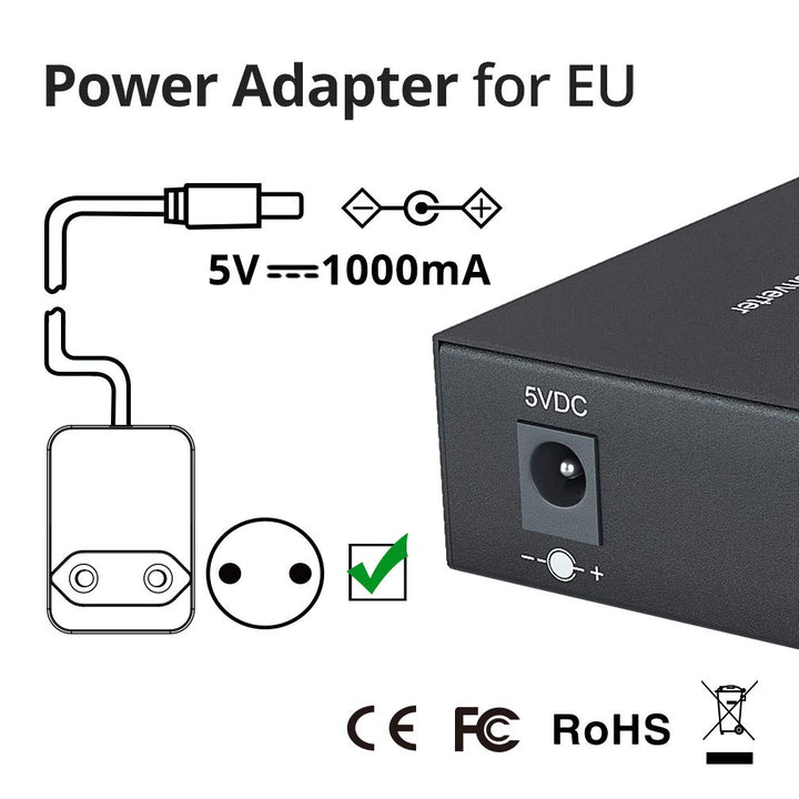 10Gtek® Gigabit Ethernet Medienkonverter, mit Built-in 1Gb Multi-Mode SC Transceiver, Multi-Mode Dua