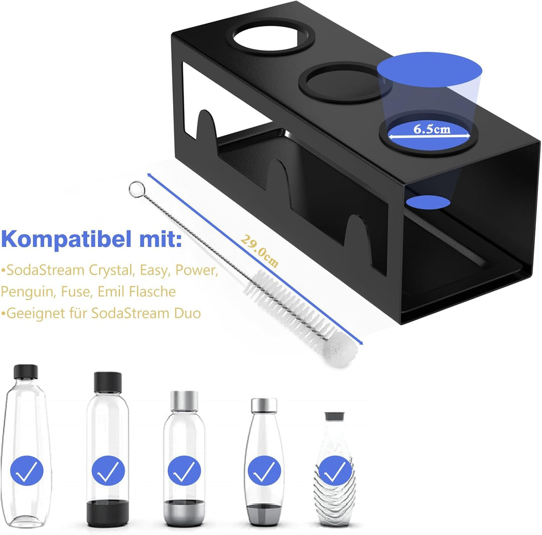 HOMMAND Flaschenhalter für SodaStream Crystal und Emil Flaschen, Edelstahl Flaschenhalter Abtropfges