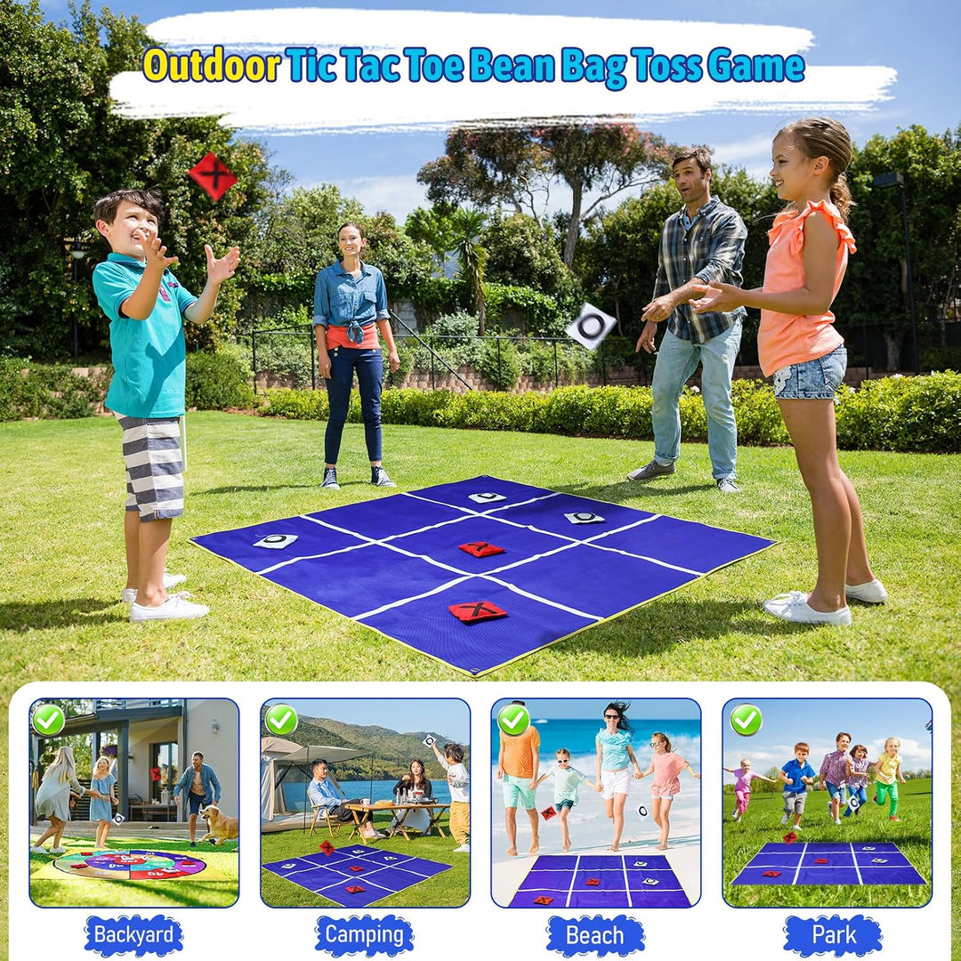 2-in-1 Outdoor Riesen Tic Tac Toe &amp; Beanbag-Wurfspiel für Kinder und Erwachsene, 1,4 m (4,5 Fuss) gr