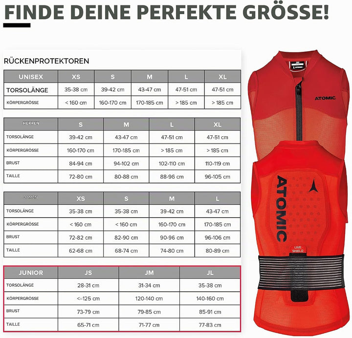 ATOMIC Live Shield Vest JR - Hochwertige Protektorenweste - Damen-Rückenprotektor - Multi Density Sc