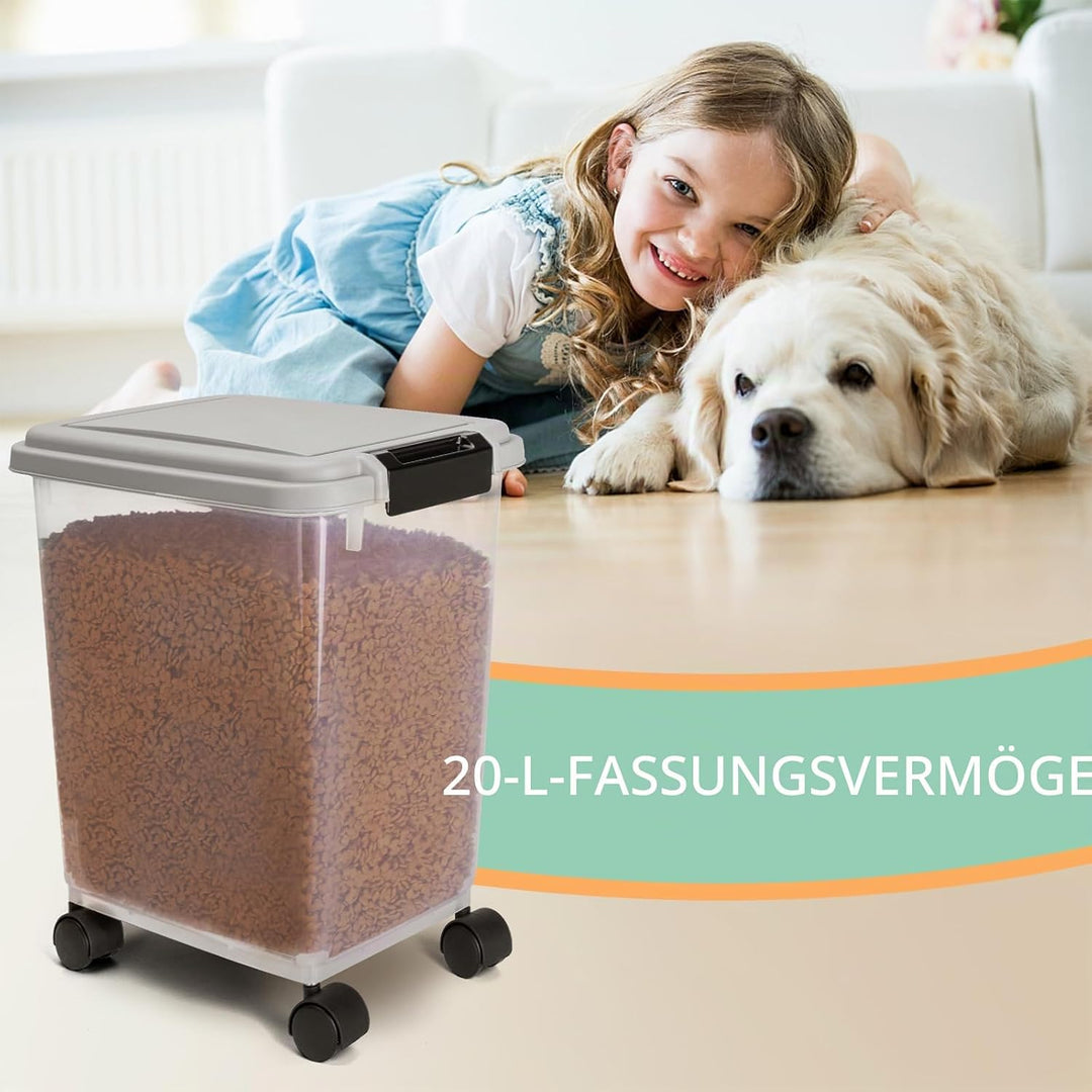 Nobleza - Futterbehälter für Haustiere, 20 L, für Haustiere, Lebensmittelbox mit Rädern, Klappdeckel