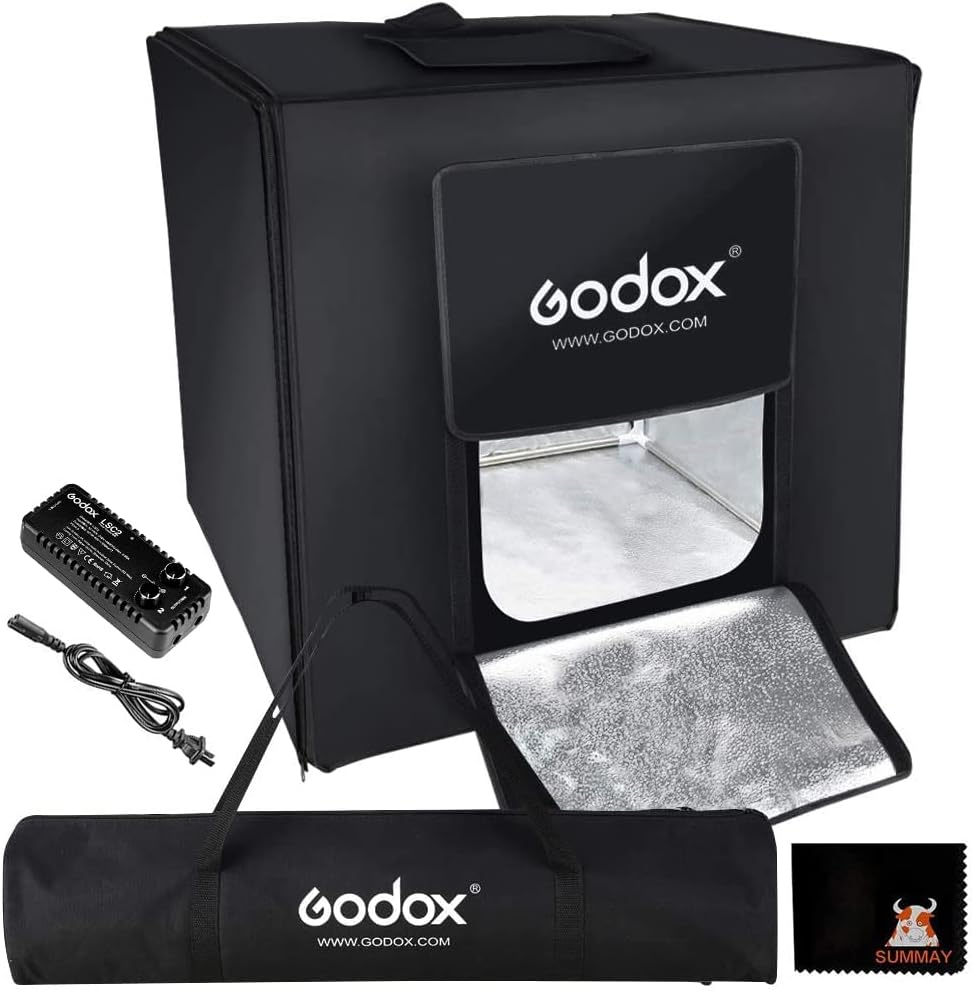 Godox LSD80 Mini LED Fotostudio 80 x 80 x 80 cm mit 2 Stück LED Lampenband Leistung 60 W 10000~11000