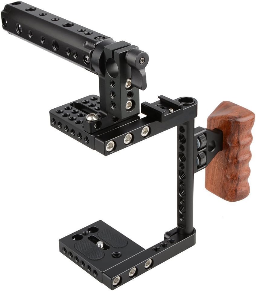 CAMVATE DSLR Kamera Käfig EIN Top Griff Holz Grip für 60D A99 D7000 G7