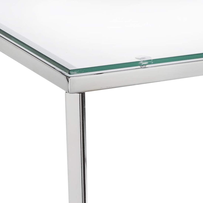 AC Design Furniture Gurli Ecktisch Quadratisch, B: 50 x T: 50 x H: 45 cm, Klar/Chrom, Glas/Metall, 1