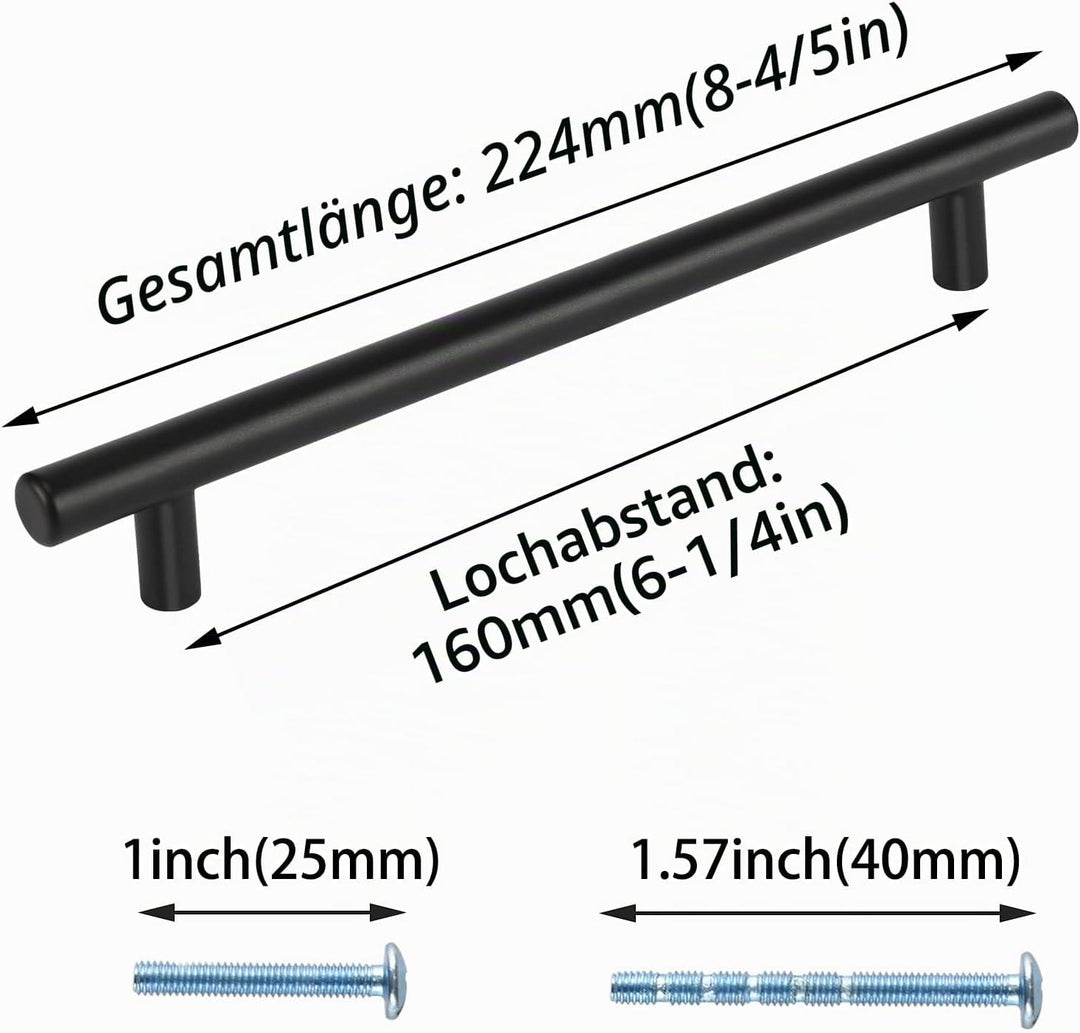 LONTAN 20 Stück Griffe für Küchenschränke Küchengriffe Schwarz 160mm lochabstand Griffe Schwarz Möbe