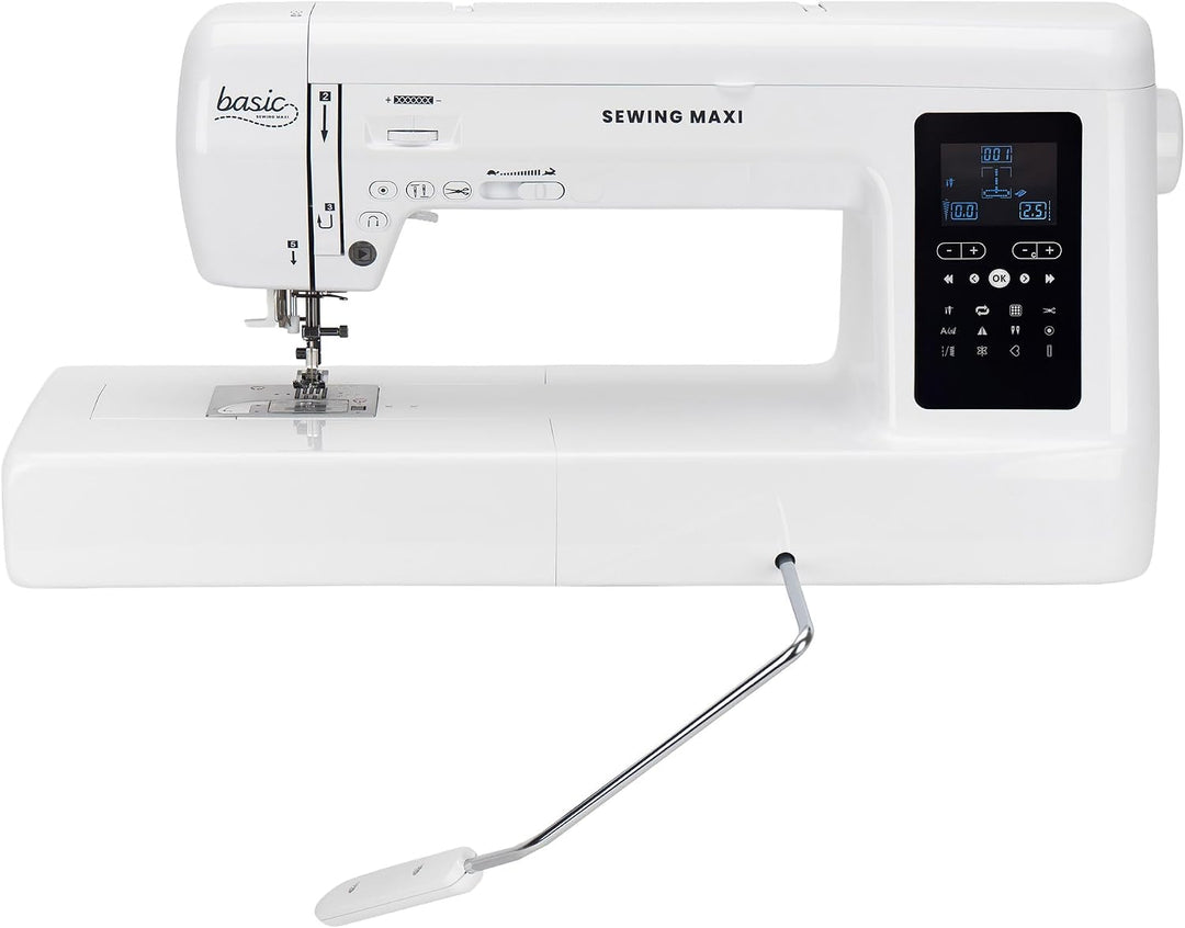 Nähwelt Flach Basic Sewing Maxi Computer-Nähmaschine – Langarm Nähmaschine mit 30 cm Durchlass, 200
