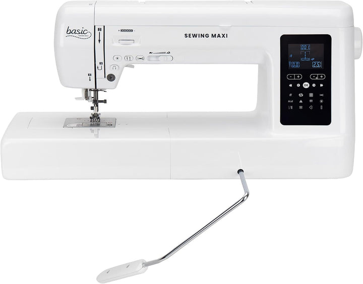 Nähwelt Flach Basic Sewing Maxi Computer-Nähmaschine – Langarm Nähmaschine mit 30 cm Durchlass, 200