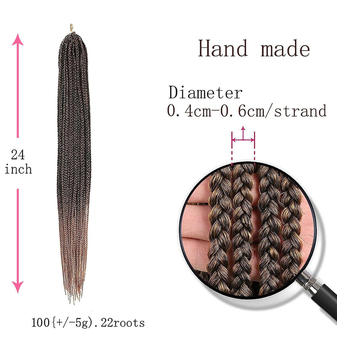 TAOYEMY Box Crochet Braids Haarverlängerungen 6 Packs 24 Zoll Synthetische Flechtfrisur 22 Stränge/P