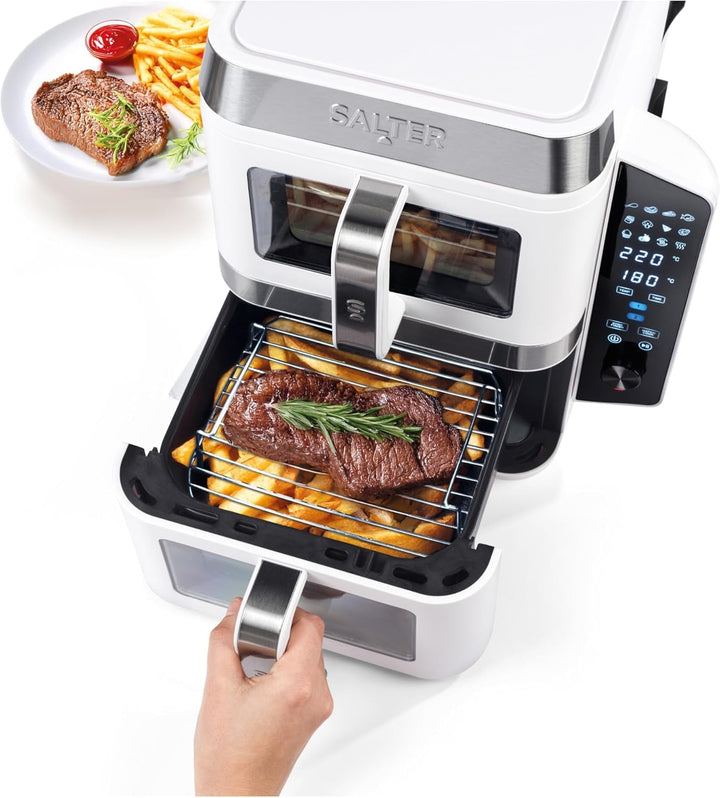 Salter VertiCook View Air Fryer - Vertikale Doppelschublade, Kochen auf 4 Ebenen, XL 9L Kapazität -
