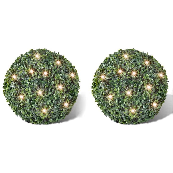 vidaXL 2X Buchskugel mit Solar LED-Lichterkette Ø27cm Buchsbaum Buchsbaumkugel