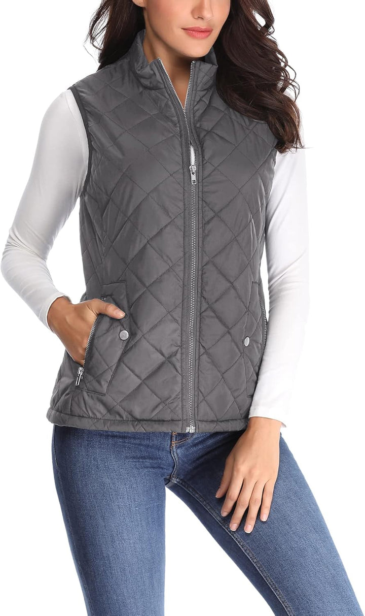 MISS MOLY Damen Weste mit Stehkragen Weste Jacke Winter Warm Ultraleicht Dunkelgrau 38-40, Dunkelgra