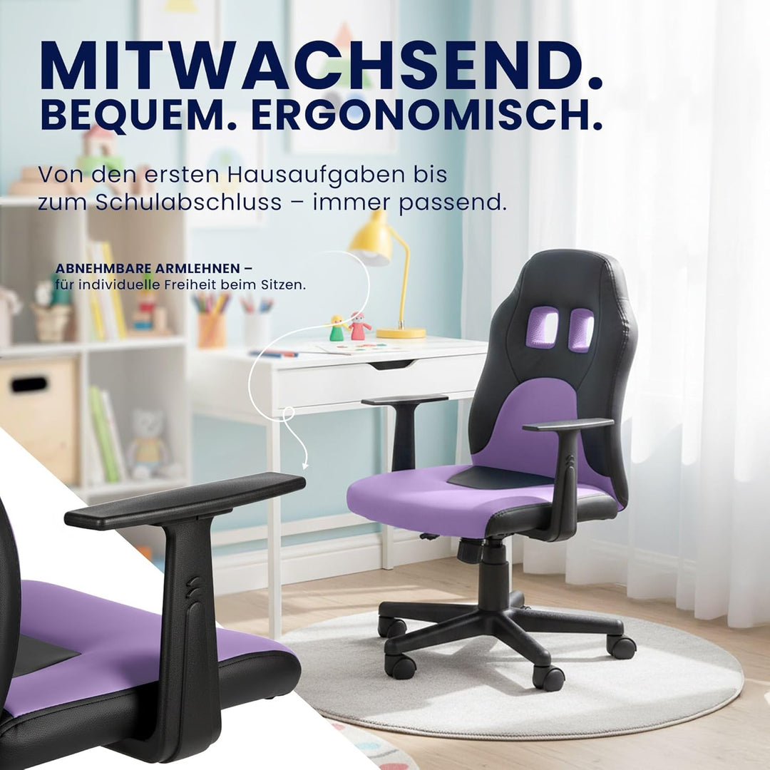 CLP Schreibtischstuhl ergonomisch Kinder und Jugendliche Fun, Drehstuhl höhenverstellbar mit Kunstle