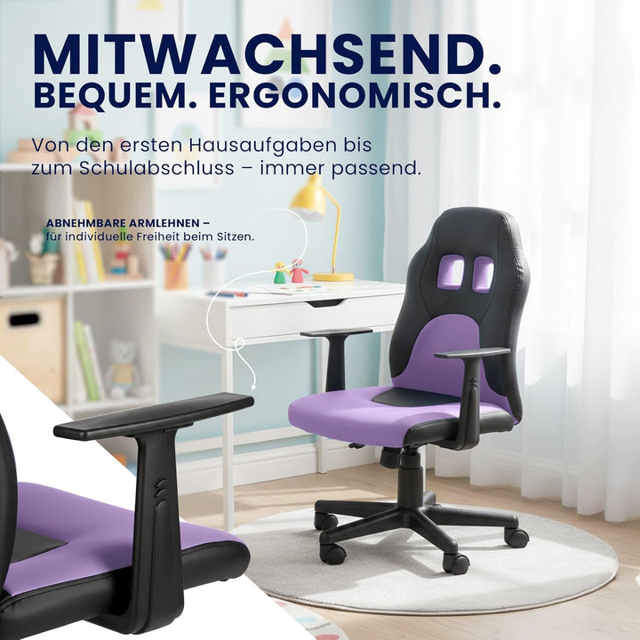 CLP Schreibtischstuhl ergonomisch Kinder und Jugendliche Fun, Drehstuhl höhenverstellbar mit Kunstle