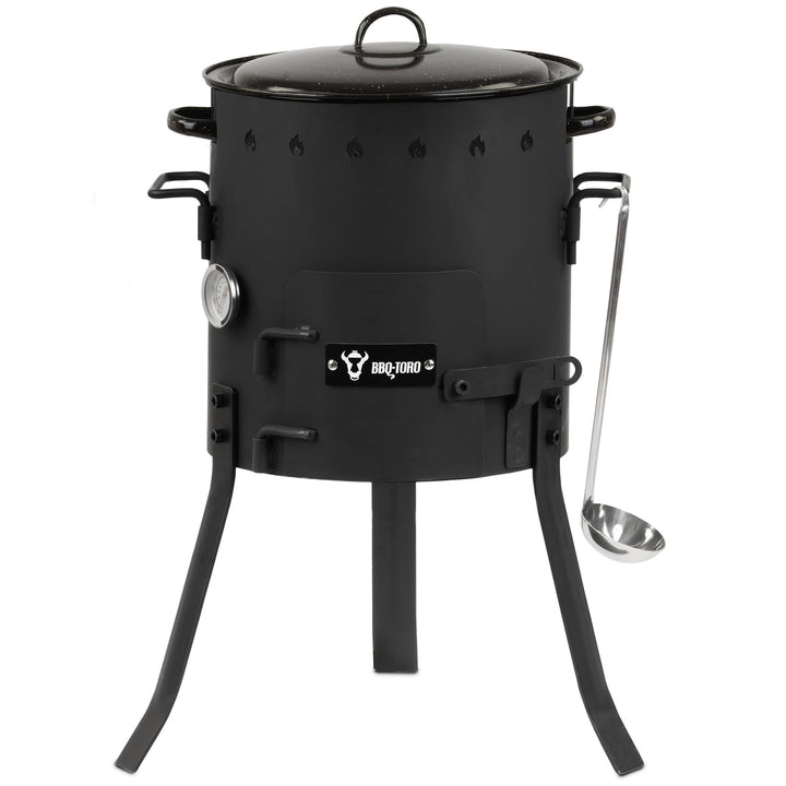 BBQ-Toro Eintopfofen Outdoor Ø 29 cm | Gulaschkanone mit Topf, Grillrost und Suppenkelle | Gulaschke